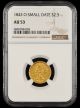 1843 O Small Date $2.5 Gold NGC AU53 