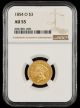 1854 O $3 Gold NGC AU55