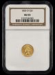 1855 O $1 Gold NGC AU55