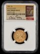1856 $5 Gold NGC AU53 Mint Error Rotated Dies Bill Fivaz Signature Label