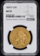 1858 O $20 Gold NGC AU53
