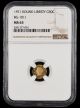 1871 California Gold 50 Cent NGC MS63 BG-1011