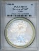 2008 W $1 American Silver Eagle PCGS MS70 Reverse '07