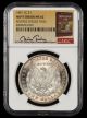 1881 CC $1 NGC MS62 Mint Error Reverse Struck Thru Bill Fivaz Signature Label