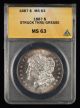 1887 $1 ANACS MS63 Mint Error Struck Thru Grease