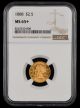 1888 $2.5 Gold NGC MS65+