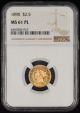 1890 $2.5 GOLD NGC MS61PL