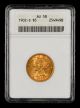 1902 S $5 Gold ANACS Soapbox AU58