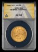 1906 D $10 Gold ANACS AU58 Mint Error Obverse Lamination