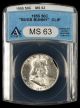 1955 Bugs Bunny Franklin Half Dollar ANACS MS63 Mint Error Clipped Planchet