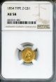 1854 Type 2 Gold $1 NGC AU58