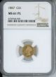 1887 $1 GOLD NGC MS61PL