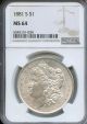 1881 S $1 NGC MS64