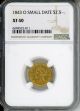 1843 O $2.5 GOLD NGC XF40 SMALL DATE